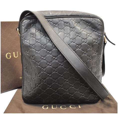 gucci small black messenger bag|Gucci guccissima leather Messenger bag.